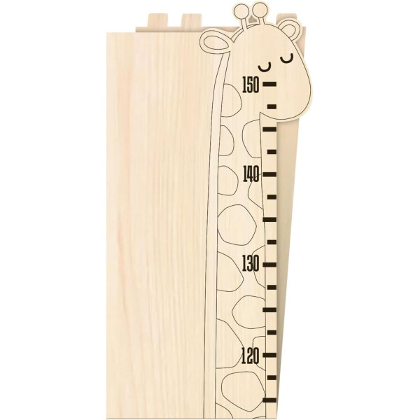 Toise - Décoration chambre d'enfant - Girafe - Bois - A personnaliser - Jusqu'à 1m50