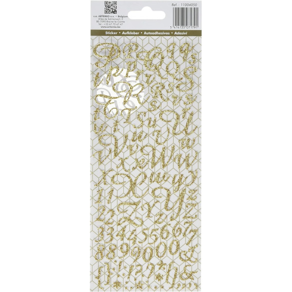 Stickers - Autocollants - Lettres de l'alphabet - Or pailleté - 177 pièces - Scrapbooking