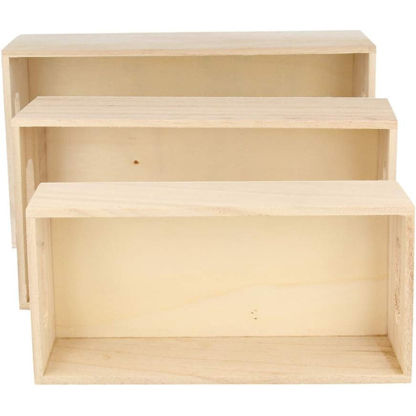 3 caisses en bois - A personnaliser - 3 tailles différentes - Loisirs créatifs - Décoration