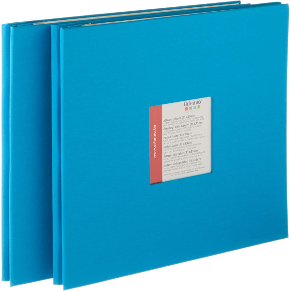 Album photos - 31x35cm - 10 pages - Couverture cartonnée avec fenêtre - Turquoise