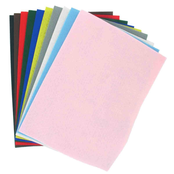 10 FEUILLES DE FEUTRINE 20 X 30 CM COULEURS ASSORTIES CTOP 4001