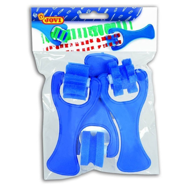 3 ROULEAUX MOYENS A EFFETS EN MOUSSE BLEU - JOVI