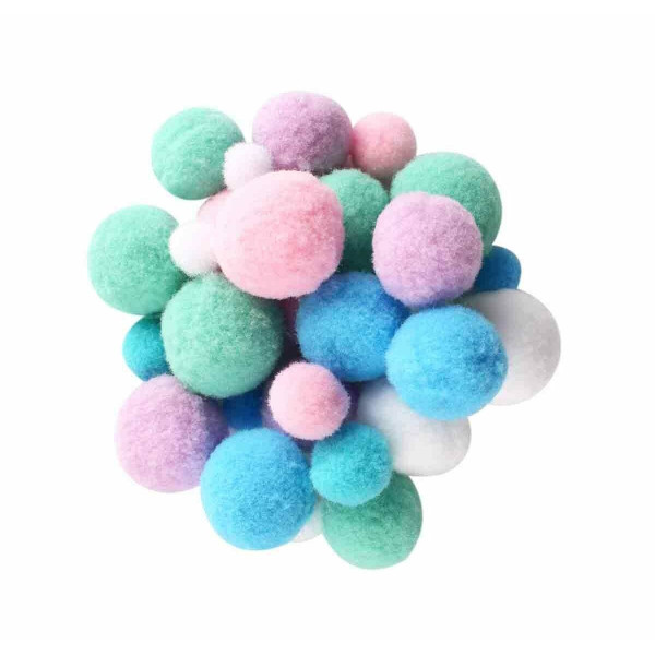 Assortiment De 120 Pompons Pastel - Ctop pas cher