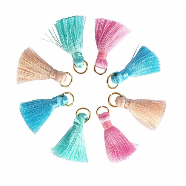 8 MINI POMPONS COTON ASSORTIS PASTEL - CTOP