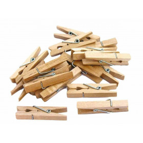 Sachet De 50 Mini Pinces En Bois Naturel 2,5 Cm - Ctop pas cher