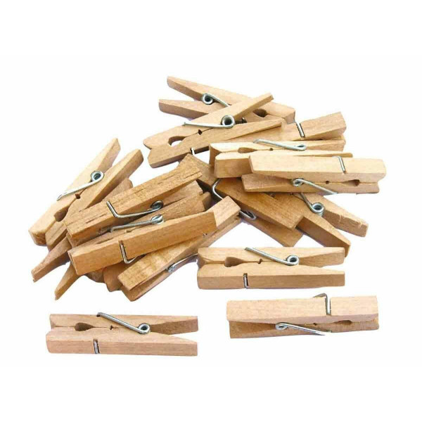 Sachet De 50 Mini Pinces En Bois Naturel 2,5 Cm - Ctop pas cher