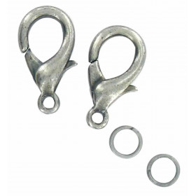 10 FERMOIRS MOUSQUETONS ARGENTES 13 MM - CTOP