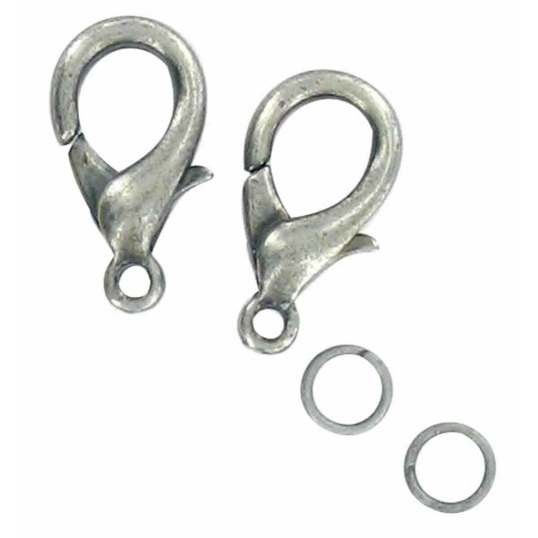 10 FERMOIRS MOUSQUETONS ARGENTES 13 MM - CTOP
