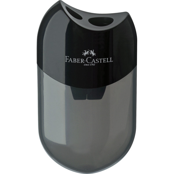 Taille-crayon - 2 trous - Avec réservoir semi-transparent - Noir - Faber-Castell