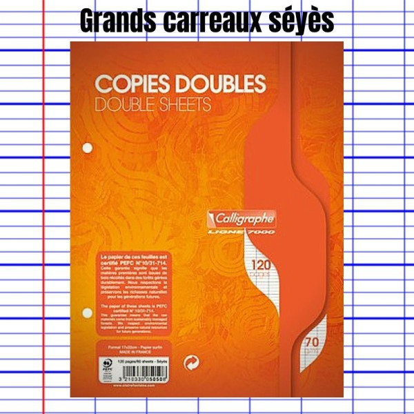 COPIES DOUBLES PERFORÉES 17 X 22 CM CALLIGRAPHE 7000 - CLAIREFONTAINE