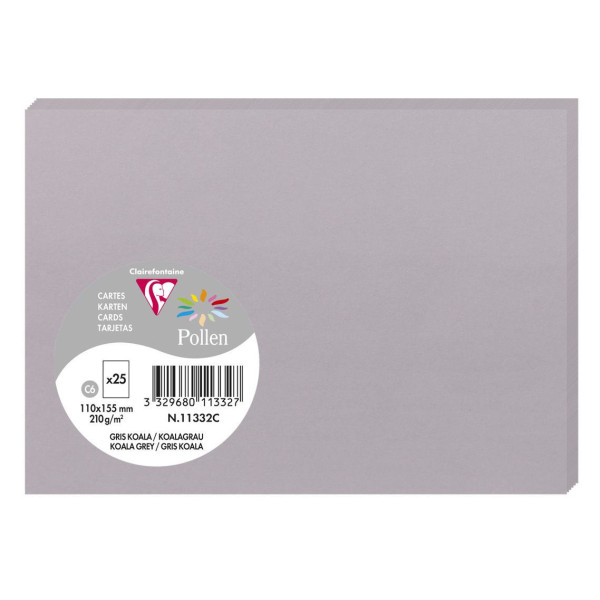 photo - Cartes - Format C6 - 110x155mm - Pollen - Gris koala - 25 unités - Clairefontaine