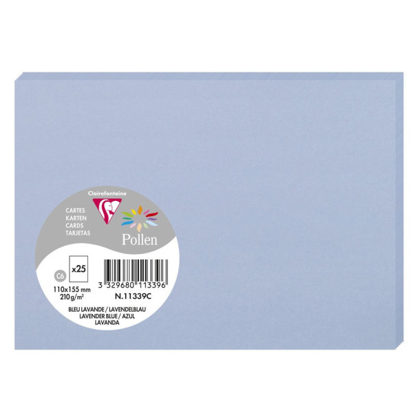 photo - Cartes - Format C6 - 110x155mm - Pollen - Bleu lavande - 25 unités - Clairefontaine
