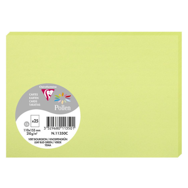photo - Cartes - Format C6 - 110x155mm - Pollen - Vert bourgeon - 25 unités - Clairefontaine