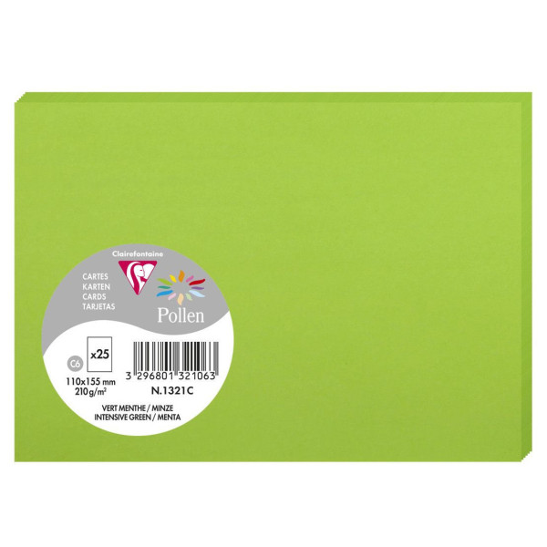 photo - Cartes - Format C6 - 110x155mm - Pollen - Vert menthe - 25 unités - Clairefontaine