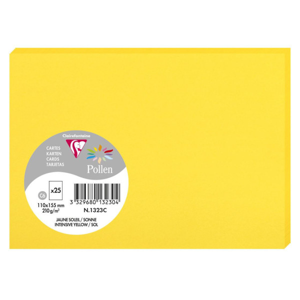 photo - Cartes - Format C6 - 110x155mm - Pollen - Jaune soleil - 25 unités - Clairefontaine