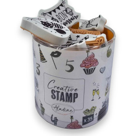 Tampons encreur - Loisirs créatifs - Scrapbooking - Alphabet et chiffres - 103 pièces - Aladine