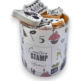Tampons encreur - Loisirs créatifs - Scrapbooking - Alphabet et chiffres - 103 pièces - Aladine