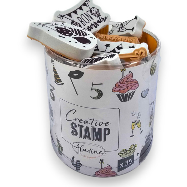 Tampons encreur - Loisirs créatifs - Scrapbooking - Alphabet et chiffres - 103 pièces - Aladine