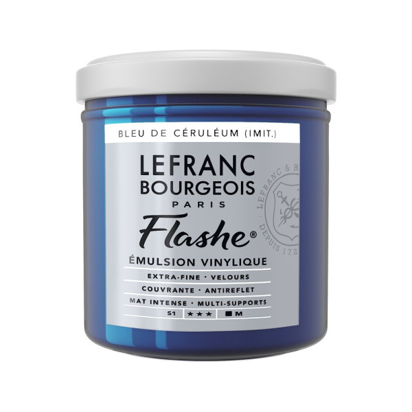photo - Peinture vinylique - Flashe - Bleu ceruléum - 065 - Lefranc Bourgeois - 125ml