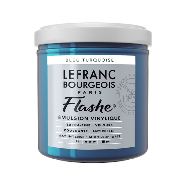 photo - Peinture vinylique - Flashe - Bleu turquoise - 050 - Lefranc Bourgeois - 125ml