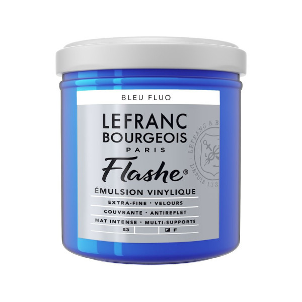 photo - Peinture vinylique - Flashe - Bleu fluo - 083 - Lefranc Bourgeois - 125ml