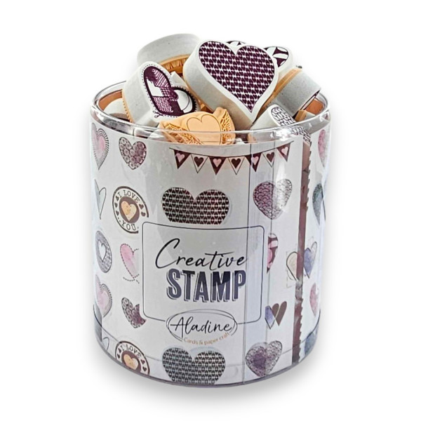 Tampons encreur - Loisirs créatifs - Scrapbooking - Cœurs - 35 pièces - Aladine