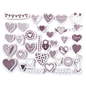 Tampons encreur - Loisirs créatifs - Scrapbooking - Cœurs - 35 pièces - Aladine