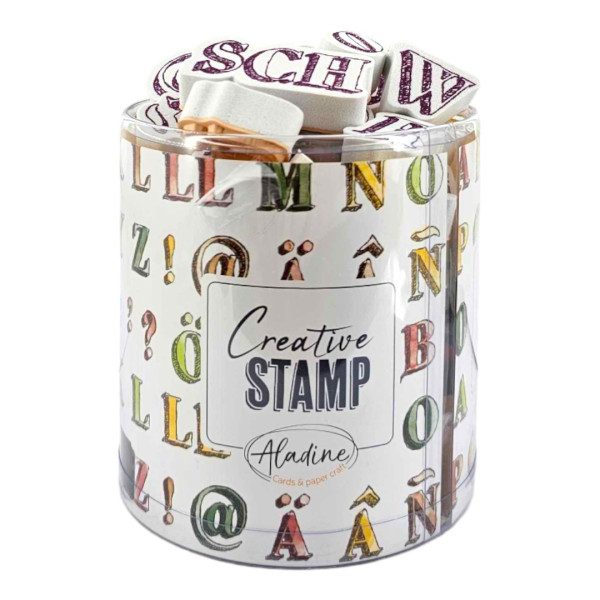 Tampons encreur - Loisirs créatifs - Scrapbooking - Alphabet crayonné - 54 pièces - Aladine