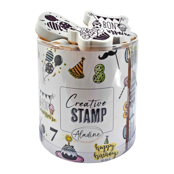 Tampons encreur - Loisirs créatifs - Scrapbooking - Anniversaire - 35 pièces - Aladine