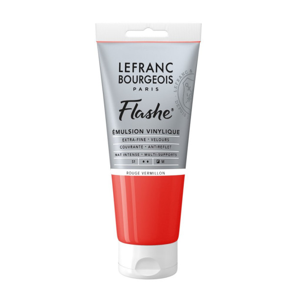 photo - Peinture vinylique - Flashe - Rouge vermillon - 393 - Lefranc Bourgeois - 80ml