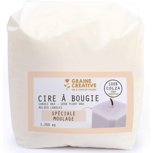 Cire à bougie - Végétale - 100% Colza - Naturelle - Sachet 1,2kg - Graine créative