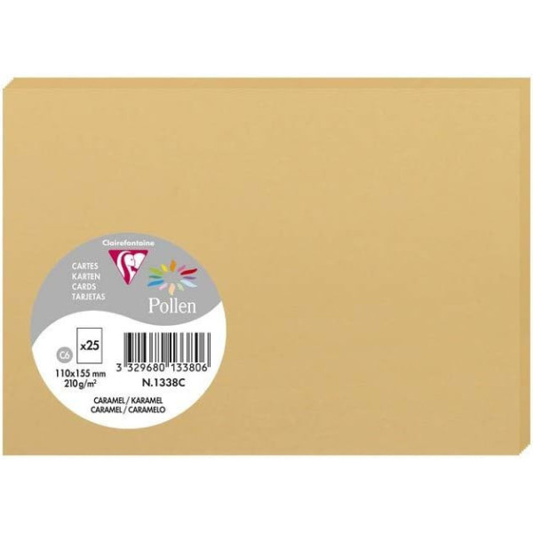 photo - Cartes - Format C6 - 110x155mm - Pollen - Caramel - 25 unités - Clairefontaine