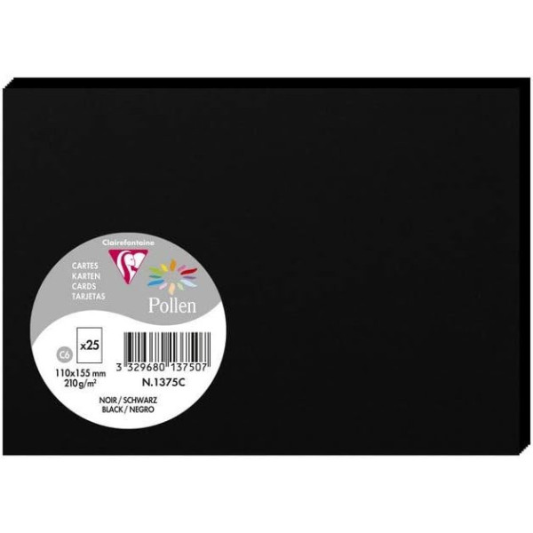 photo - Cartes - Format C6 - 110x155mm - Pollen - Noir - 25 unités - Clairefontaine