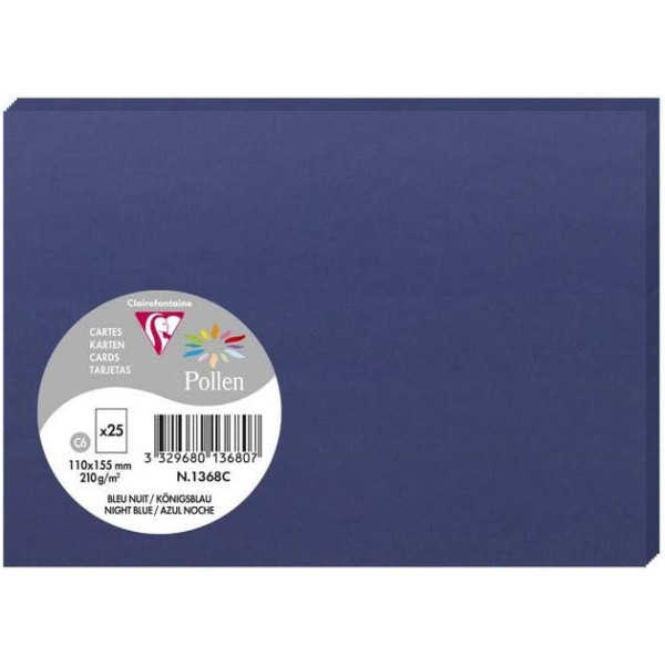 photo - Cartes - Format C6 - 110x155mm - Pollen - Bleu nuit - 25 unités - Clairefontaine