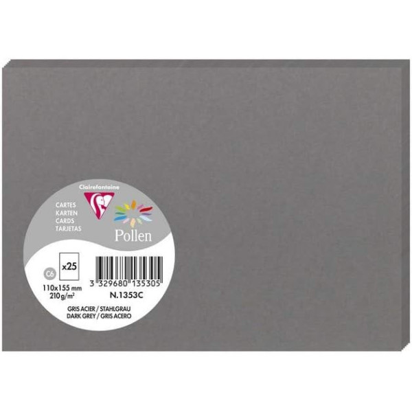 photo - Cartes - Format C6 - 110x155mm - Pollen - Gris acier - 25 unités - Clairefontaine