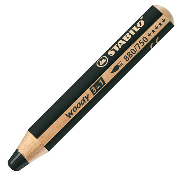 photo-Stabilo woody 3 in 1 - Noir - Crayon de couleur - Pointe large - Tous supports