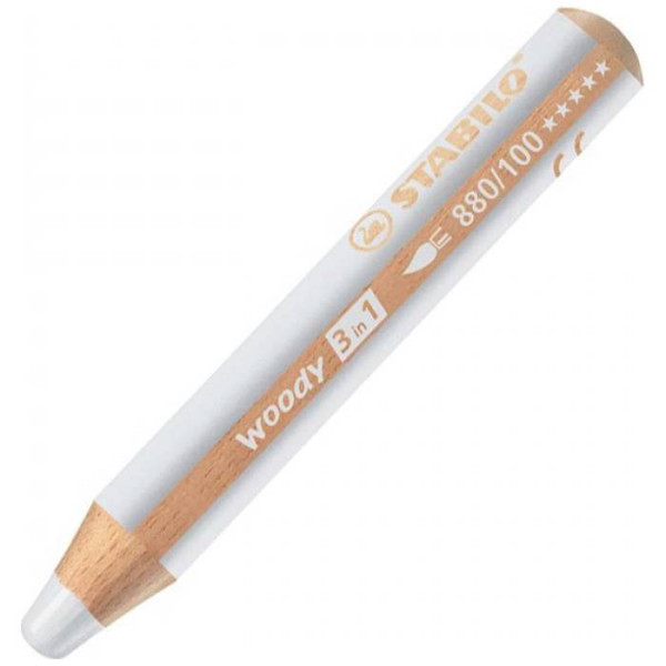 photo-Stabilo woody 3 in 1 - Blanc - Crayon de couleur - Pointe large - Tous supports