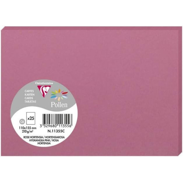 photo - Cartes - Format C6 - 110x155mm - Pollen - Rose hortensia - 25 unités - Clairefontaine