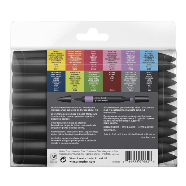 Lot de 12 feutres Promarkeur + 1 mélangeur - Winsor et Newton | à seulement 29,95 €