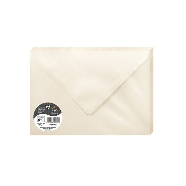 photo - Enveloppes - C5 - 16,2x22,9cm - Pollen - Ivoire irisé - 20 unités - Clairefontaine