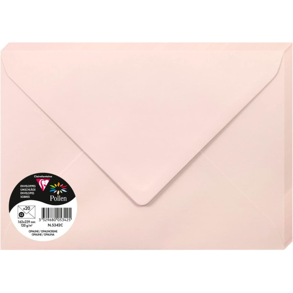 photo - Enveloppes - C5 - 16,2x22,9cm - Pollen - Opaline - 20 unités - Clairefontaine
