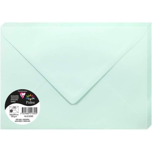 photo - Enveloppes - C5 - 16,2x22,9cm - Pollen - Vert jade - 20 unités - Clairefontaine