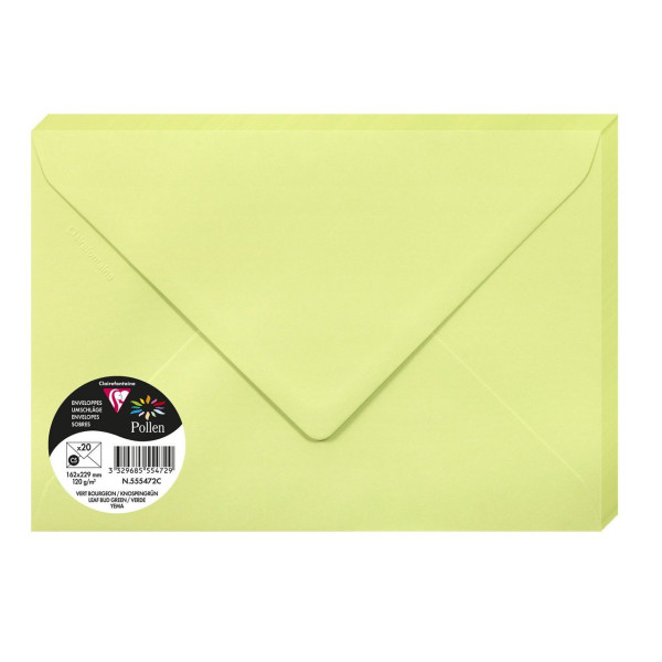 photo - Enveloppes - C5 - 16,2x22,9cm - Pollen - Vert bourgeon - 20 unités - Clairefontaine