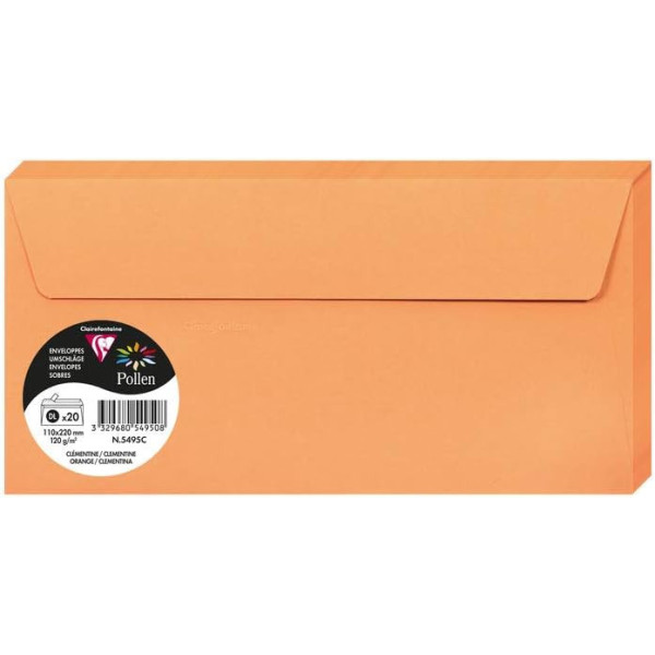 photo - Enveloppes - Format DL - 110x220mm - Clémentine - 20 unités - Clairefontaine