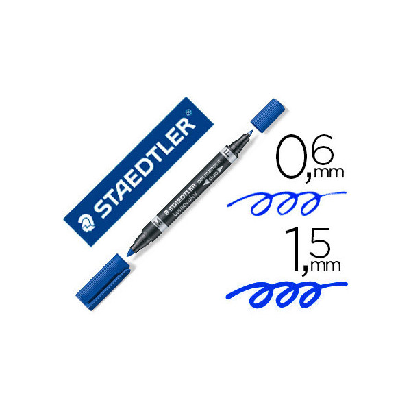 photo-Feutre - Indélébile - Permanent - Bleu - Double pointe - Staedtler - Lumocolor Duo 348