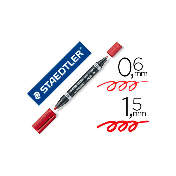 photo-Feutre - Indélébile - Permanent - Rouge - Double pointe - Staedtler - Lumocolor Duo 348