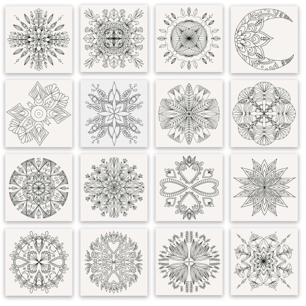 Coloriage - Mandalas - Adulte et enfant - 16 modèles - 20x20cm - Dès 8 ans - Loisirs créatifs