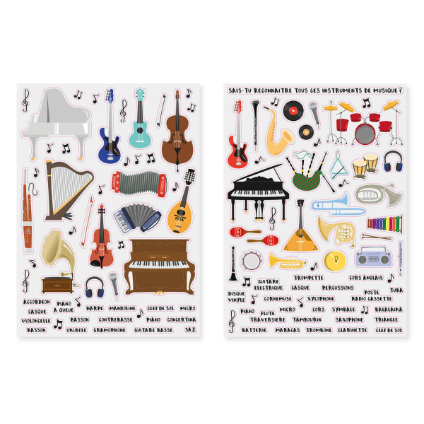 Gommettes - Instruments de musique - Pour enfant - Loisirs créatifs - 117 pièces