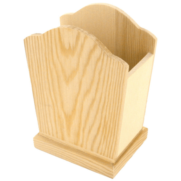 photo- Pot à crayons - Bois - A décorer - 10x7,5x15cm - Pour le bureau