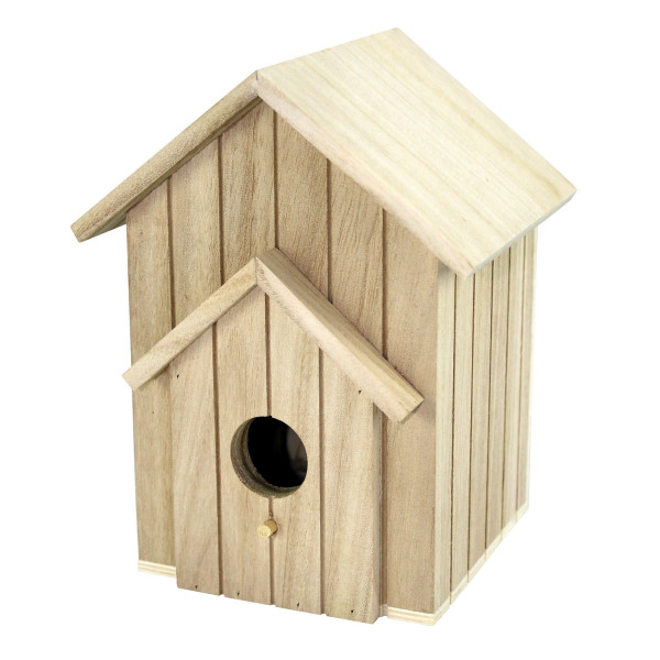 photo - Nichoir pour oiseau - Bois - A décorer - 12x19,5x12cm - Pour le jardin